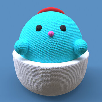 Blue Plush Toy Isolated On Blue