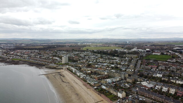 Portobello Town Aerial View, Edinburgh, Scotland. Portobello Is A Coastal Suburb Of Edinburgh In Eastern Central Scotland. 