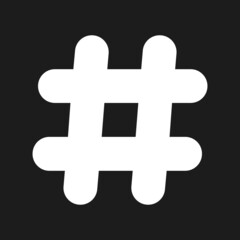 Hash tag icon on black background.