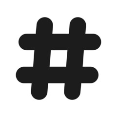 Hash tag icon on black background.