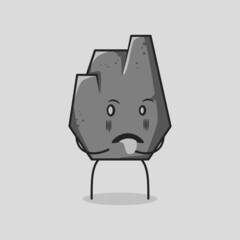 cute stone cartoon with disgusting expression and tongue sticking out. suitable for logos, icons, symbols or mascots. grey