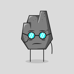 cute stone cartoon with cool expression and eyeglasses. suitable for logos, icons, symbols or mascots. grey