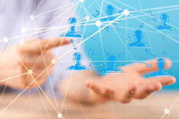 Neural network 3D illustration. Big data and cybersecurity