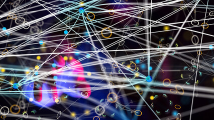 Global network. Blockchain. 3D illustration. Neural networks and artificial intelligence. Abstract