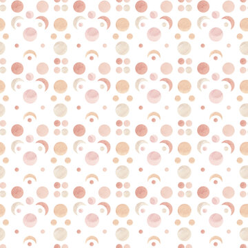 Watercolor retro seamless pattern . Abstract seamless patterm with circle for fabric, wallpaper, print.