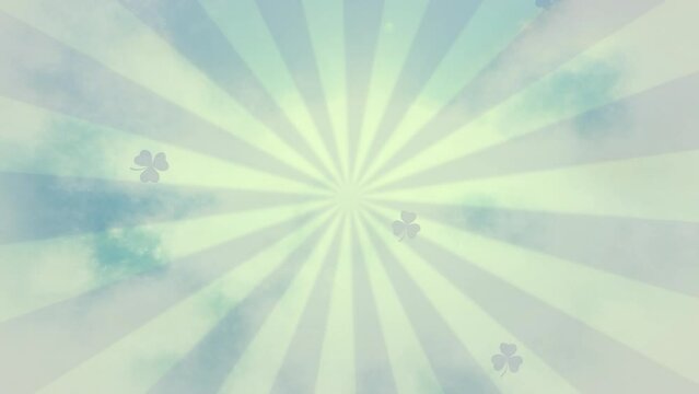 Animation of clover icons over lines and clouds