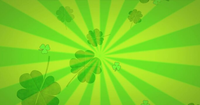Animation of clover icons on green background