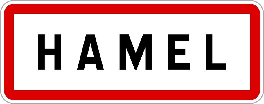 Panneau entr&eacute;e ville agglom&eacute;ration Hamel / Town entrance sign Hamel