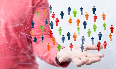 Obraz premium Global network. Blockchain. 3D illustration. Neural networks and artificial intelligence. Abstract