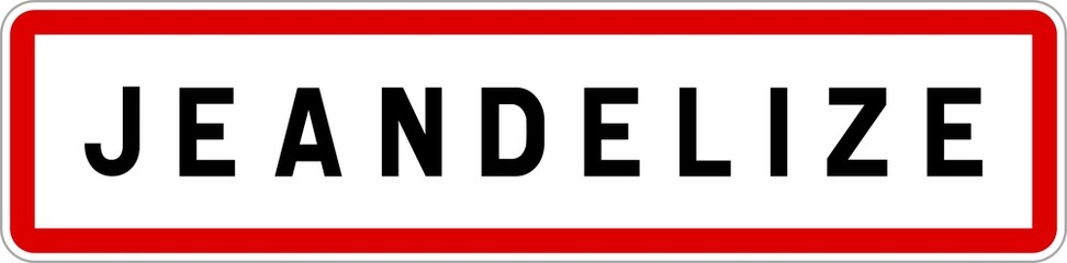 Fototapeta na wymiar Panneau entrée ville agglomération Jeandelize / Town entrance sign Jeandelize