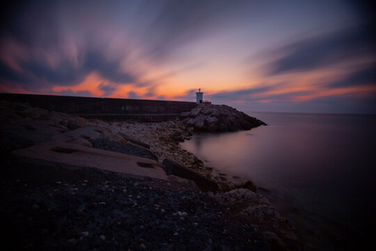 Karaburun harbor and day and night long exposure