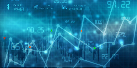 2d rendering Stock market online business concept. business Graph 