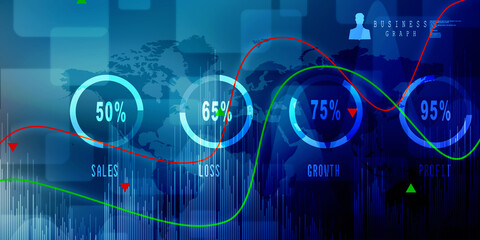 2d rendering Stock market online business concept. business Graph 