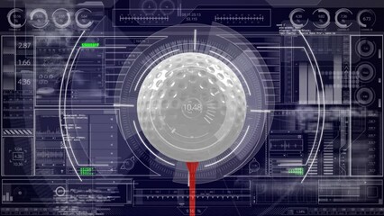 Animation of golf ball over scope scanning and data processing