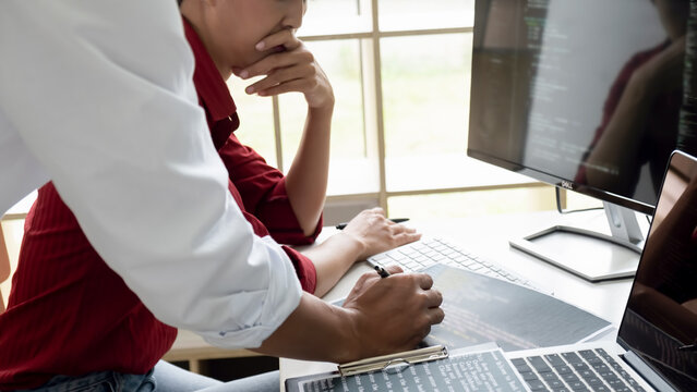 Programmer working in a software development and coding technologies. Website design. Technology concept.