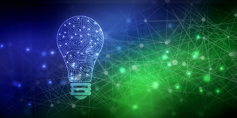 
2d illustration bulb future technology, innovation background, creative idea concept 

