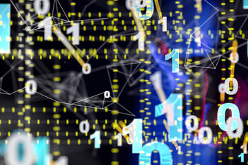 Global network. Blockchain. 3D illustration. Neural networks and artificial intelligence. Abstract