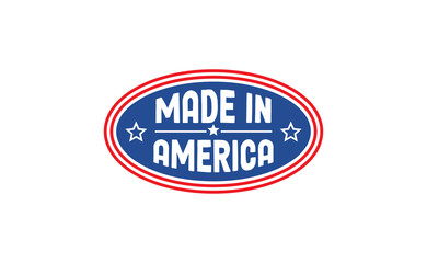 Made in America badge. United States patriotic symbol. American label. USA emblem.