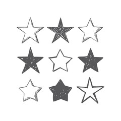 Star doodle collection. Hand drawn stars.
