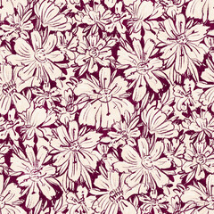 Seamless pattern with bright spring flowers