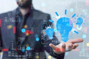 Neural network 3D illustration. Big data and cybersecurity