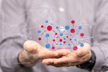 Abstract technology group and data 3d