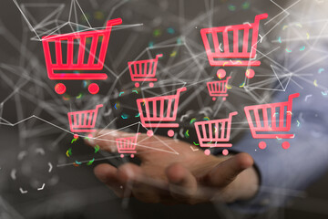 Shopping Cart Flat Design E-Commerce Icon