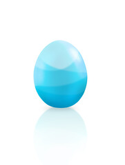 Turquoise easter egg. The egg is decorated with diagonal lines.