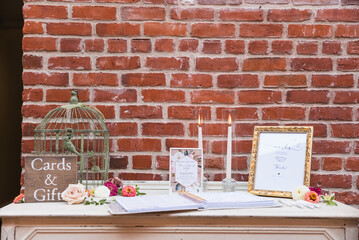 welcome table at wedding reception