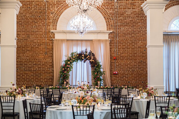 interior design of a wedding event dinner 