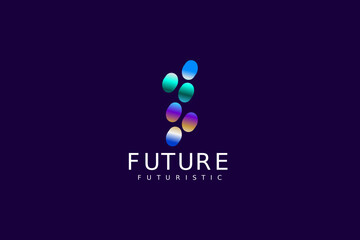 abstract round gradient tech letter s logo