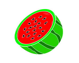 A piece of watermelon in isolate on a white background. Vector illustration