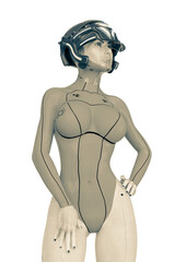 Fototapeta premium super cyborg girl doing a super model pose