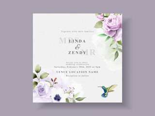 Beautiful floral wedding invitation card template