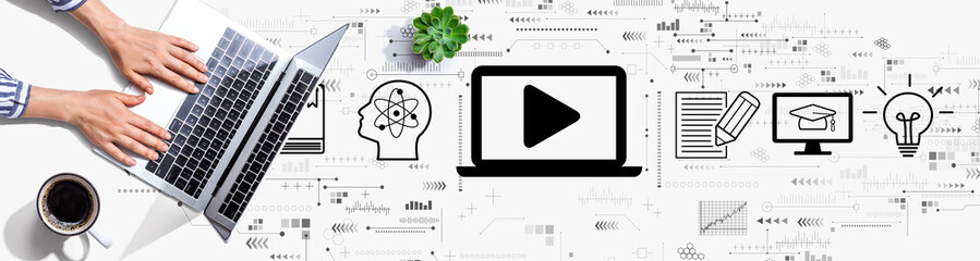 Webinar concept with person using a laptop computer