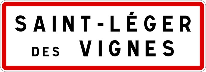 Panneau entrée ville agglomération Saint-Léger-des-Vignes / Town entrance sign Saint-Léger-des-Vignes
