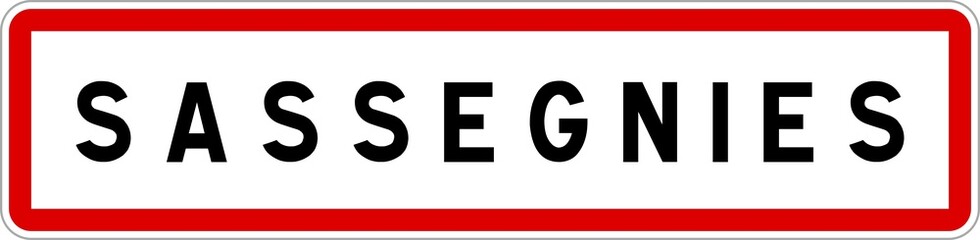 Panneau entrée ville agglomération Sassegnies / Town entrance sign Sassegnies