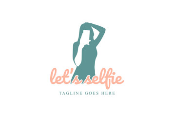 Beauty Sexy Woman Girl Lady Female Selfie Silhouette Logo Design Vector