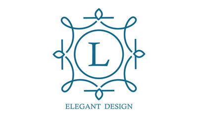 Elegant logo design template with letter L. Business sign, monogram identity for restaurant, boutique, cafe, hotel, heraldic, jewelry.