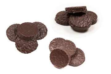 Chocolate cookies isolated on white.
