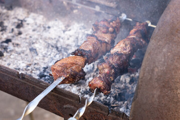 Summer picnic and barbecue on the grill.
