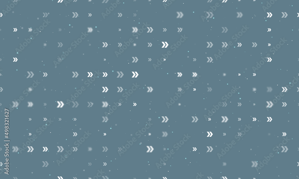 Poster seamless background pattern of evenly spaced white double arrow symbols of different sizes and opaci