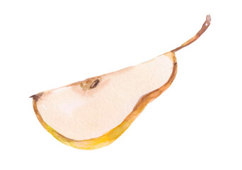 Watercolor pear on the watercolor background. Food concept.