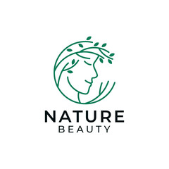 Nature woman beauty logo design