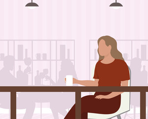 woman drinking coffee in restaurant