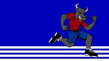 runner bull cartoon background illustration in vector format