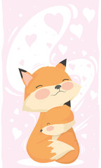 fox mom with baby card