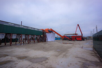 waste sorting station next to the municipal solid waste landfill