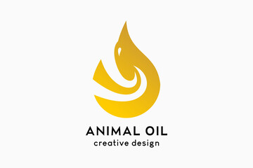 Animal oil logo design, bird shape drop icon flying upwards