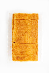 fresh pound cake isolate on white background, top view